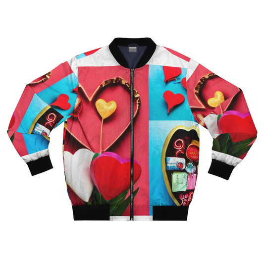 Candy Heart Love on Men's Bomber Jacket (AOP)